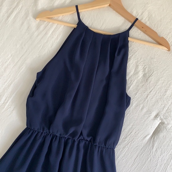 lush navy blue dress Velvi - Yasmin Gown - Navy - Tulle A-line Dress With Pleated Bodice